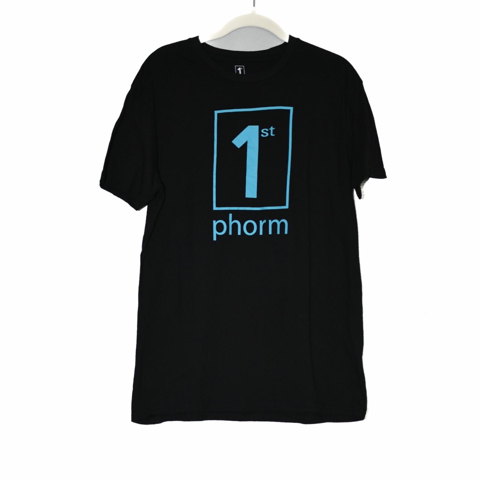 1st Phorm Womens Black T-shirt Graphic Blue Spell Out Logo Short Sleeve Medium XXXXL