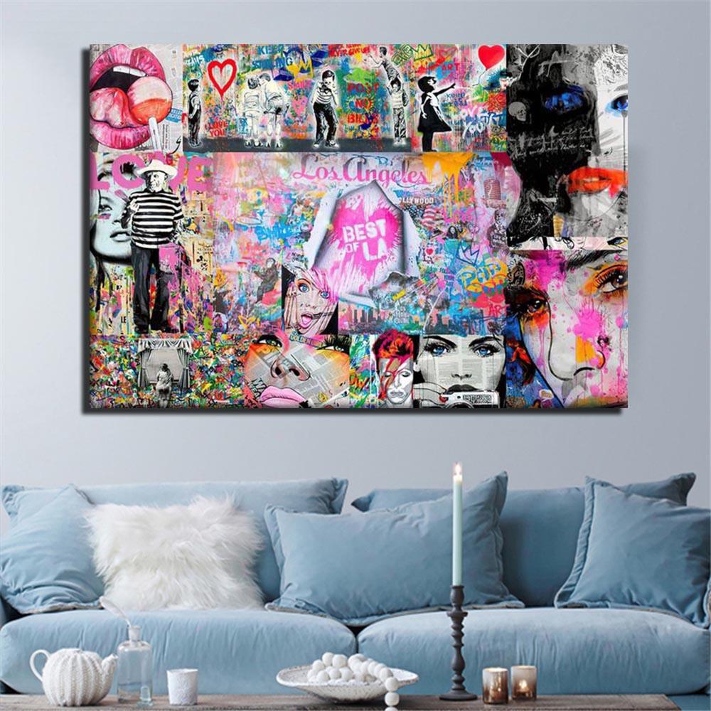 

Бэнкси коллаж холст живопись печать плакатов абстрактное поп-стрит искусство современный дом