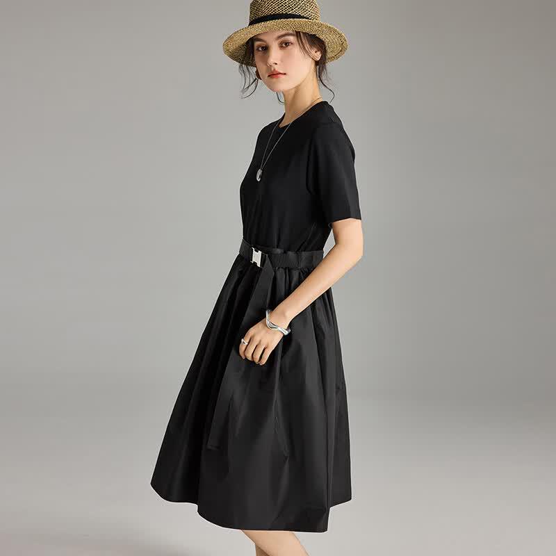Women's Cotton Blend Short Sleeve Midi T-Shirt Dress