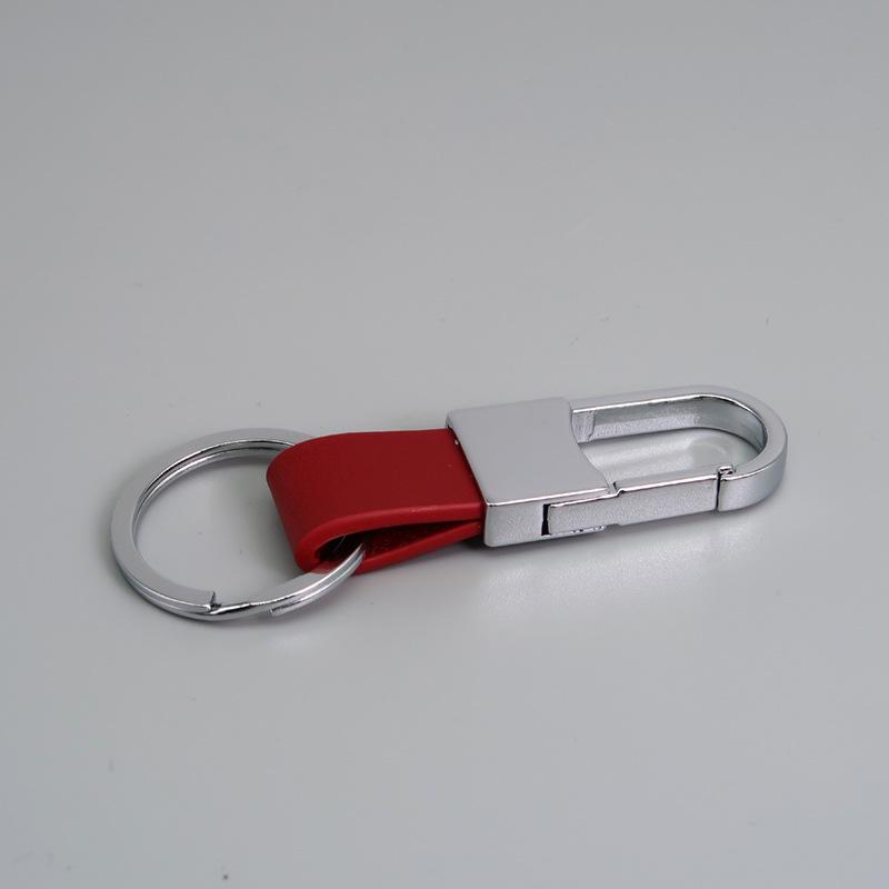 Metal and Genuine Leather Car Keychain with Customizable Laser-Engraved Logo