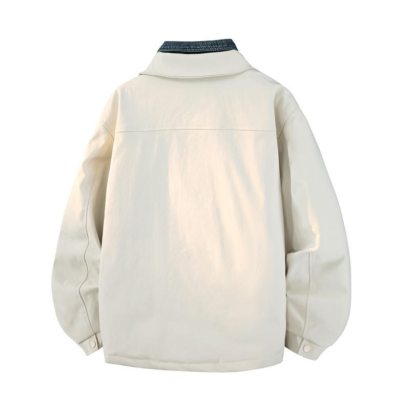 % White duck down fake two-piece down jacket men's winter loose lapel casual winter coat men's