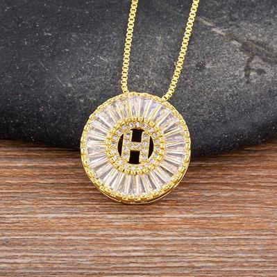 Nidin Name Initials A-Z 26 Zircon Letters Necklace Gold Color Alphabet Clavicle Chain Choker For Women Pendant Collar Jewelry
