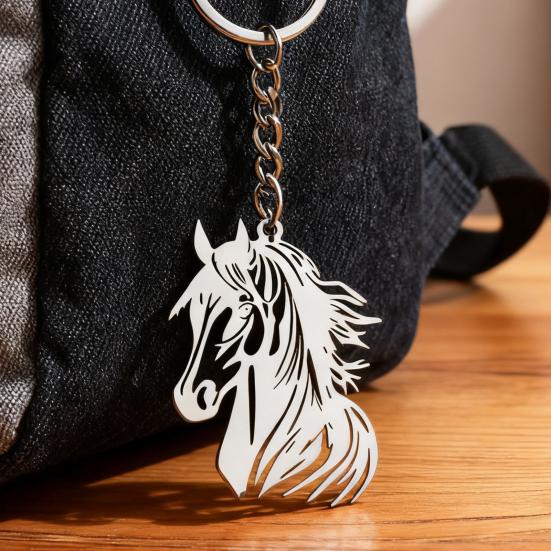Keychain Hollow Horse Head Charm Key Chain Decorative Good Luck Key Holder Backpacks Handbags Car Key Accessories