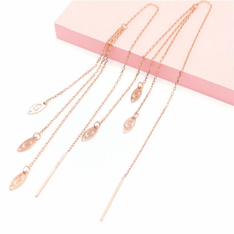 Purple Gold Fringed Ear Line Temperament Simple Color Gold Plated Rose Gold Earrings