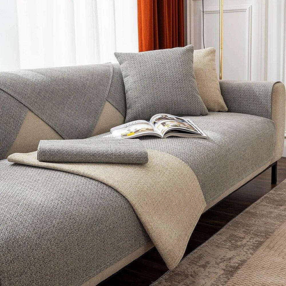 Cotton And Linen Sofa Cover Four Seasons Universal Living Room Thickening Non-Slip Sofa Cushion Cover Furniture Dust Cover