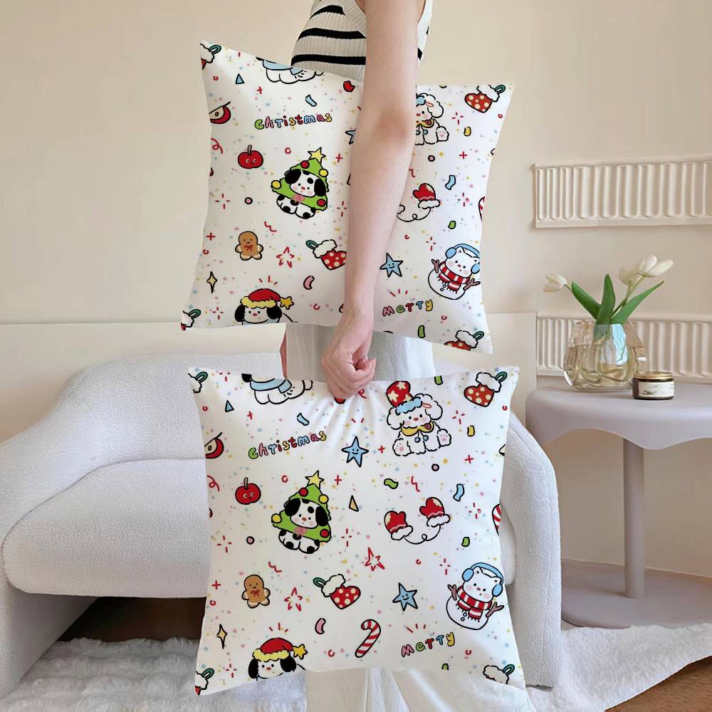 Christmas Dog Pillow Case Sofa and Living Room Decorative Cushion Covers Dust-proof and Mite-proof Invisible Zipper
