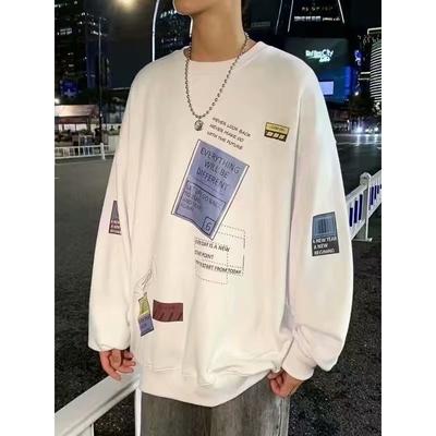 Trendy Marke vielseitig Herbst amerikanische lose Rundhals Sweatshirt dünne Herrenmode trendige bedruckte Tops Paar tragen