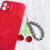 Stylish Beaded Cherry Pendant Keychain For Phone Or Keys Sturdy Alloy Material Compact Rope Construction