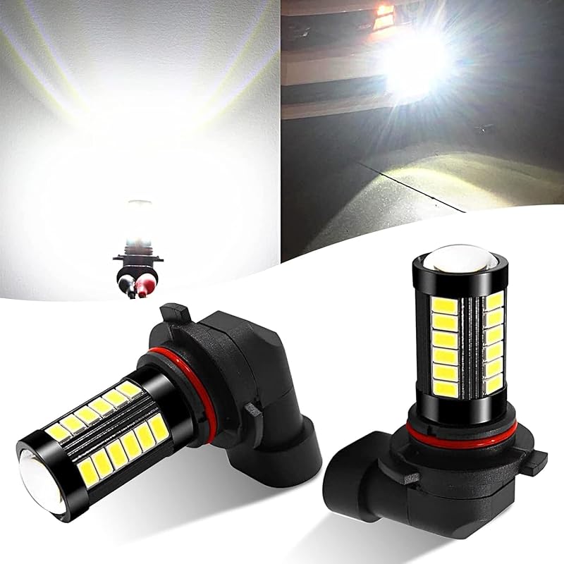 2 PCS 9006 Car LED Fog Light Bulbs, 6500K White Super Bright Anti-fog Lights, 12V Plug and Play 1500 Lumen Power LED Bulbs, Universal for Car, Truck,