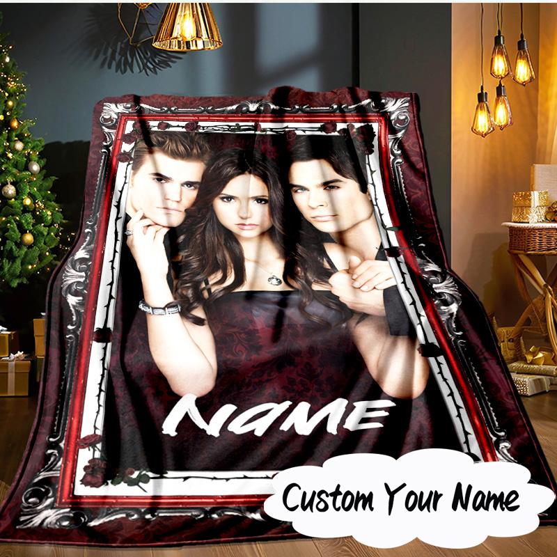 Custom Name Vampire Diaries Blanket  Ideal Bedding Blanket Perfect for Travel, Camping, Living Rooms, Offices, Sofas, Fan Christmas gift