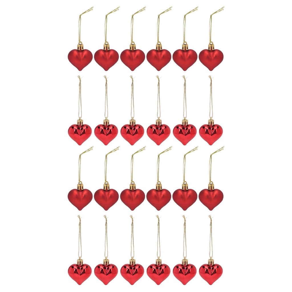 24 Pcs Christmas Love Pendant Balls Heart Shape Plastic Detachable Hook Rope Rounded Edges Hanging