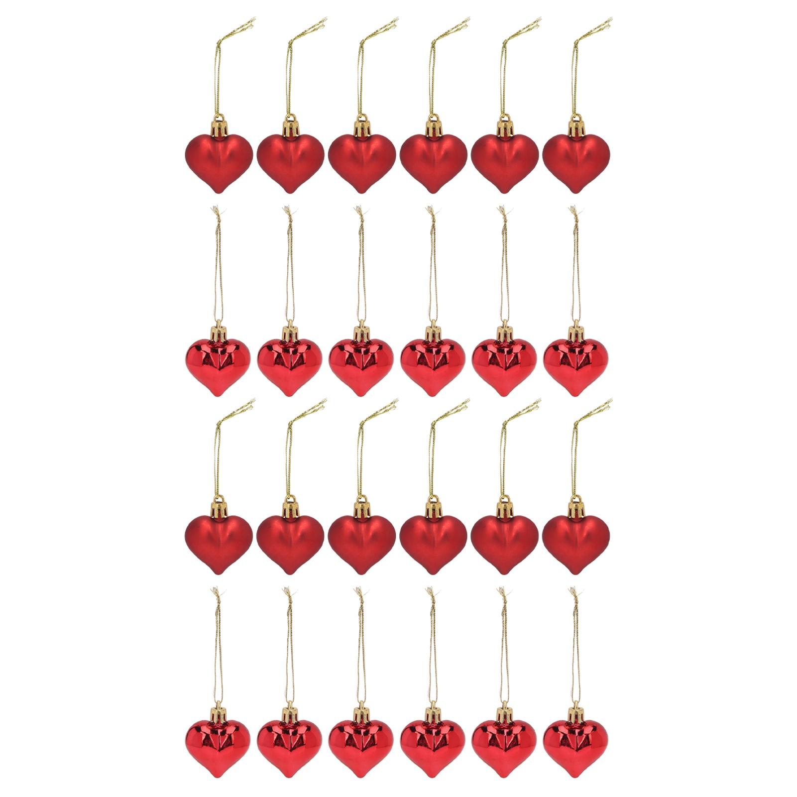 

24 Pcs Christmas Love Pendant Balls Heart Shape Plastic Detachable Hook Rope Rounded Edges Hanging