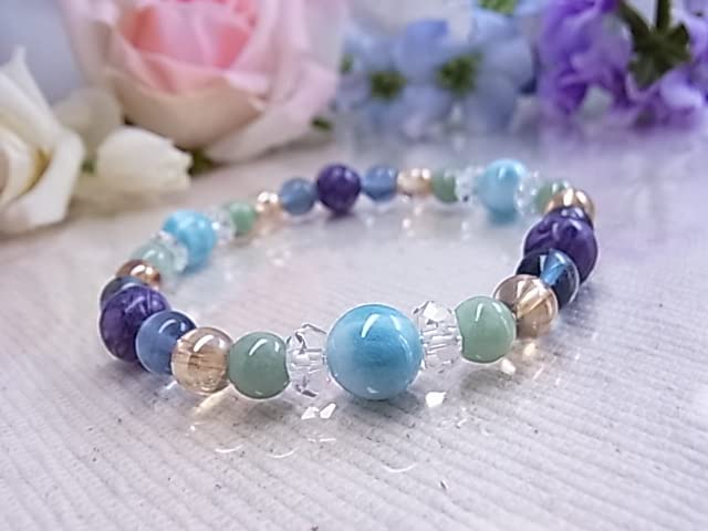 Larimar Charoite Burmese Jade Healing Adult Chic Power Stone Natural Stone Bracelet 65 D54 [LARIMARMJ]