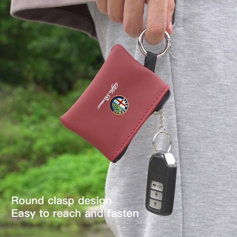 Car Leather Key Case Keychain Mini Storage Bag Auto Accessories For Alfa Romeo Giulia Stelvio Giulietta 156 159 147 Mito Tonale YY1