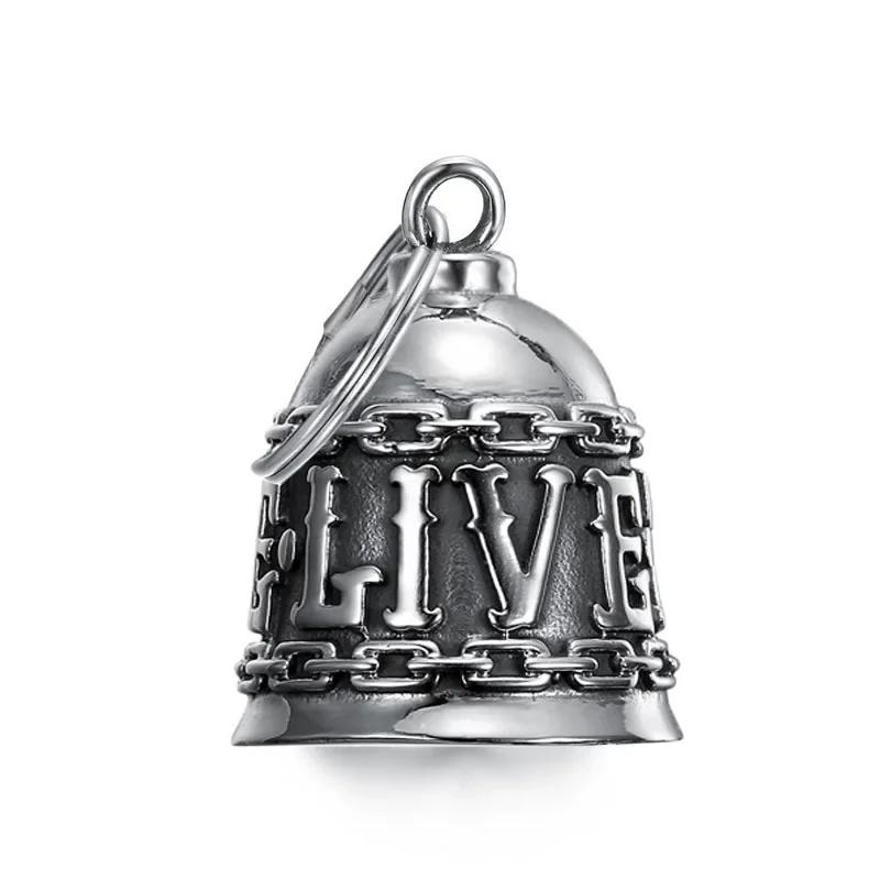 Retro Punk Angel Wings Motorcycle Lucky Bell Necklace Men's Motorcycle Rock Trend Cool Jewelry