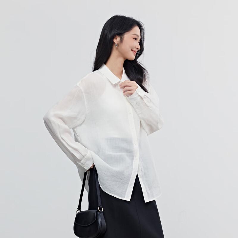 Elva Island Women s Ramie Lapel Long Sleeve Shirt M