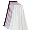 White Culottes Women's Summer Thin Small Scoop Pleated A-shaped Skirt Ice Silk Cotton and Linen Drape Wide-leg Pants