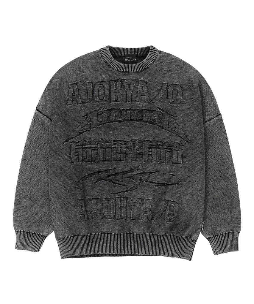 AJOBYAJO [Pba] Five Ajo Logos Washed Sweater [Black]