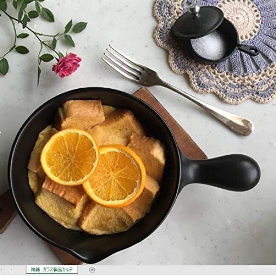 Farbe des Lebens Ahijo Topf Platte Pfanne Stilvolles Schwarz 12cm Klein Hitzebeständige Keramik Mikrowellengeeignet Ofenfest Offenes Feuer geeignet Mankoyaki Hergestellt in Japan
