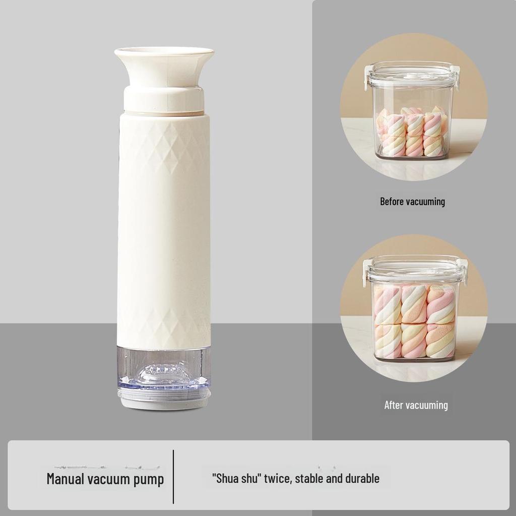 Single-Button Vacuum-Sealed Transparent Storage Jar - Square Plastic Container for Snacks and Grains