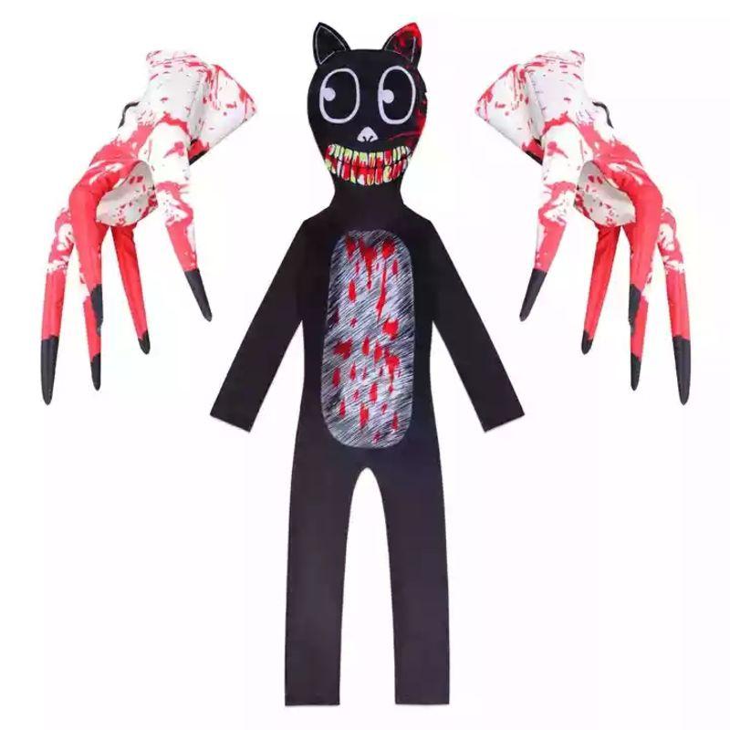 

Kid Siren Head Black Cat Jumpsuit Cosplay Costume Bodysuit Gloves Halloween Gift 110