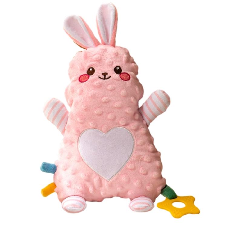 Soft Plush Stuffed Animal Teething Toy for Babies with Cracker Paper Teether and Texture Designs for Newborns Comfort