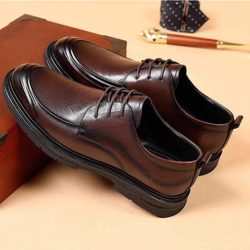 Fashion British Leather Business Men's Dress Shoes Spring Autumn Soft-soled Man Designer Casual Shoes Fashion Increase Men Wedding Shoe