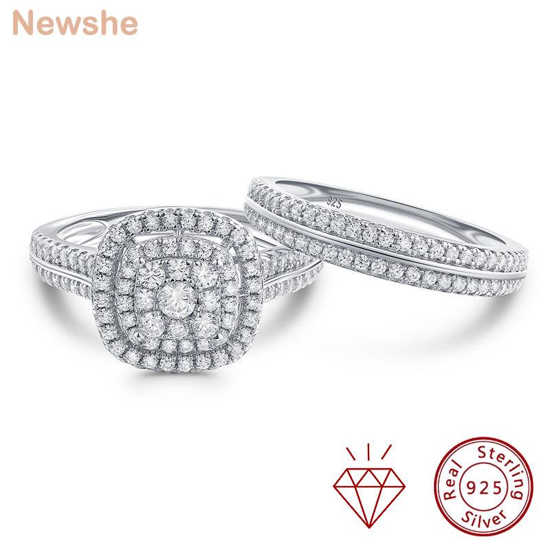 

Newshe 2Pcs Certified Moissanite Wedding Rings for Women Solid 925 Silver Brilliant Round Engagement Ring Bridal Set 5