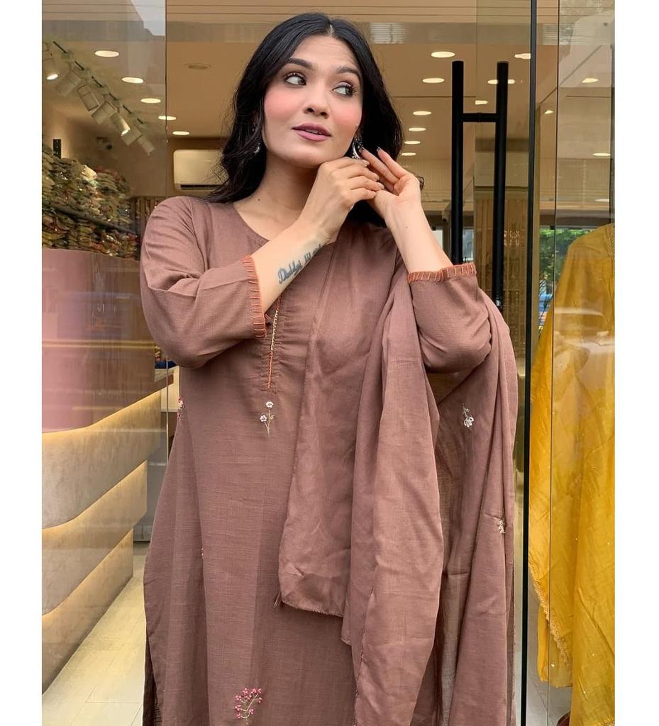 Women Designer Cotton Kurta Pant Dupatta Set Indian Bollywood Top Tunic Kurti Salwar Suit