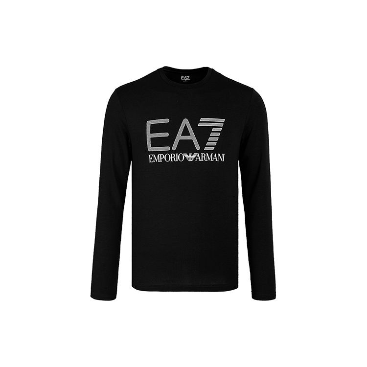 Emporio Armani EA7 FW21 Letter Round Neck Long Sleeve T-Shirt Men tops Black 3KPT64-PJ03Z-1200 XXL