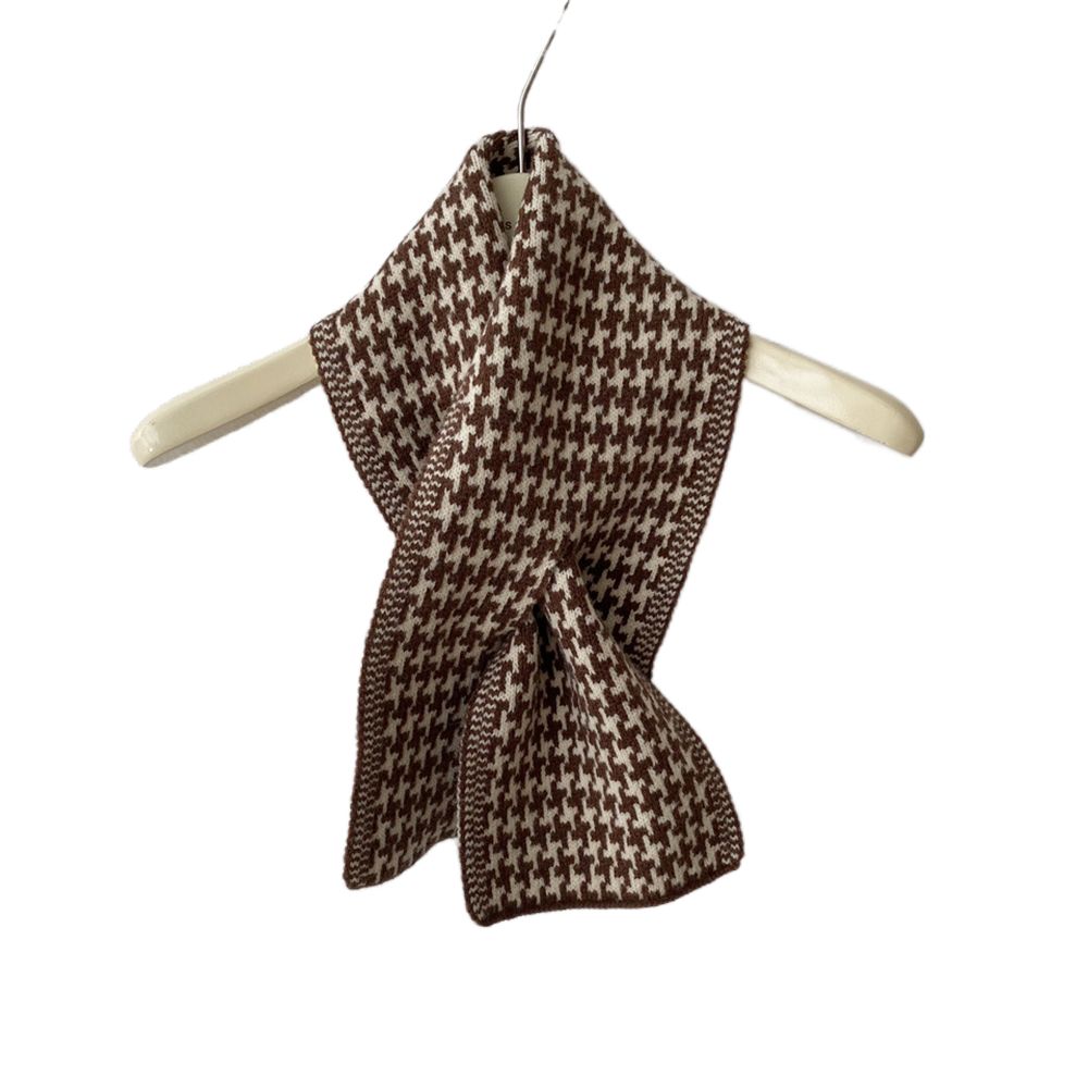 Клетчатые женские утолщенные сетчатые накидки Женские зимние шарфы Вязаные шали Корейские длинные шали кофейный