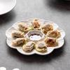 White Ceramic Divided Plate with Vinegar Dish for Dumplings, Shrimp, Breakfast, or Fries
