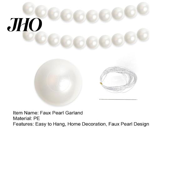 White Bead Wall Hanging Ornament 10Pcs DIY Faux Pearl Garland Staircase Decoration Large Bridal Shower Decor Home Wedding Party Stairway