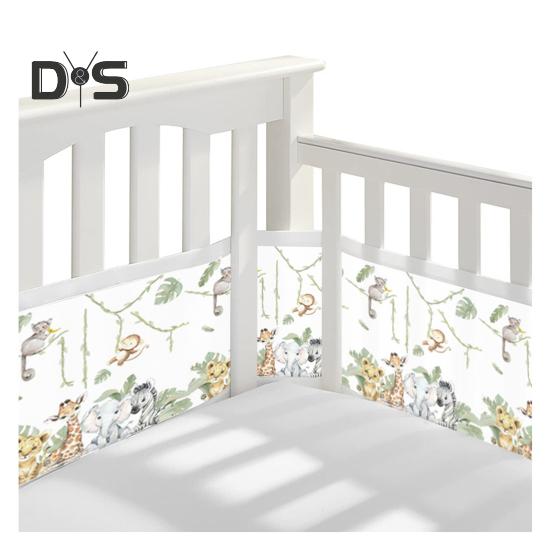 Breathable Mesh Crib Liner with Double-Sided Straps Baby Crib Safety Mesh Barrier Easy Installation Limb Protection Crib Bumper
