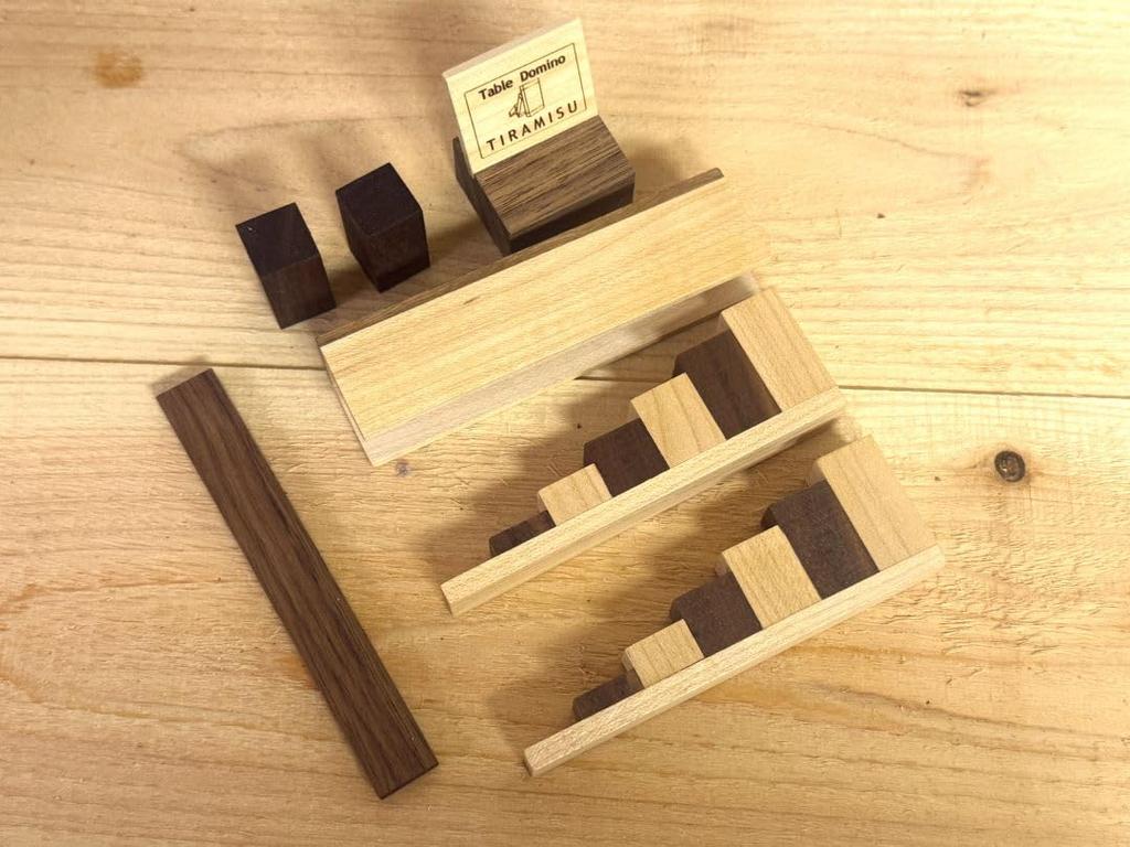 Stylish maple x walnut wooden domino set.