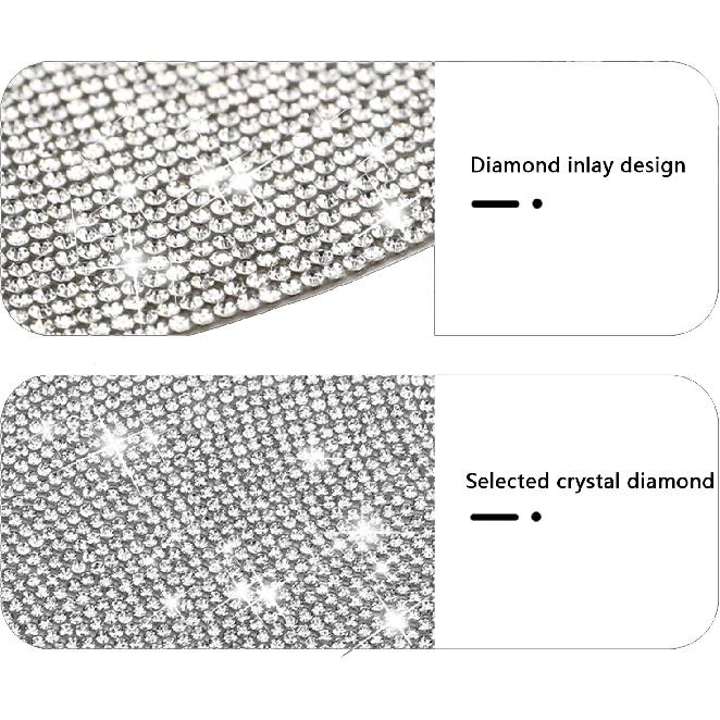 BetterJonny 10PCS Crystal Scratch Protector, Rhinestone Car Bling Scratch Protector for Women and Girls (Silver)