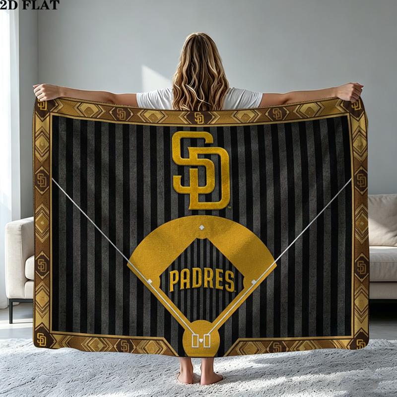 San Diego Padres Print Flannel Blanket High Quality Warm Comfortable Cover for All Seasons Perfect for Gifts Home Decor
