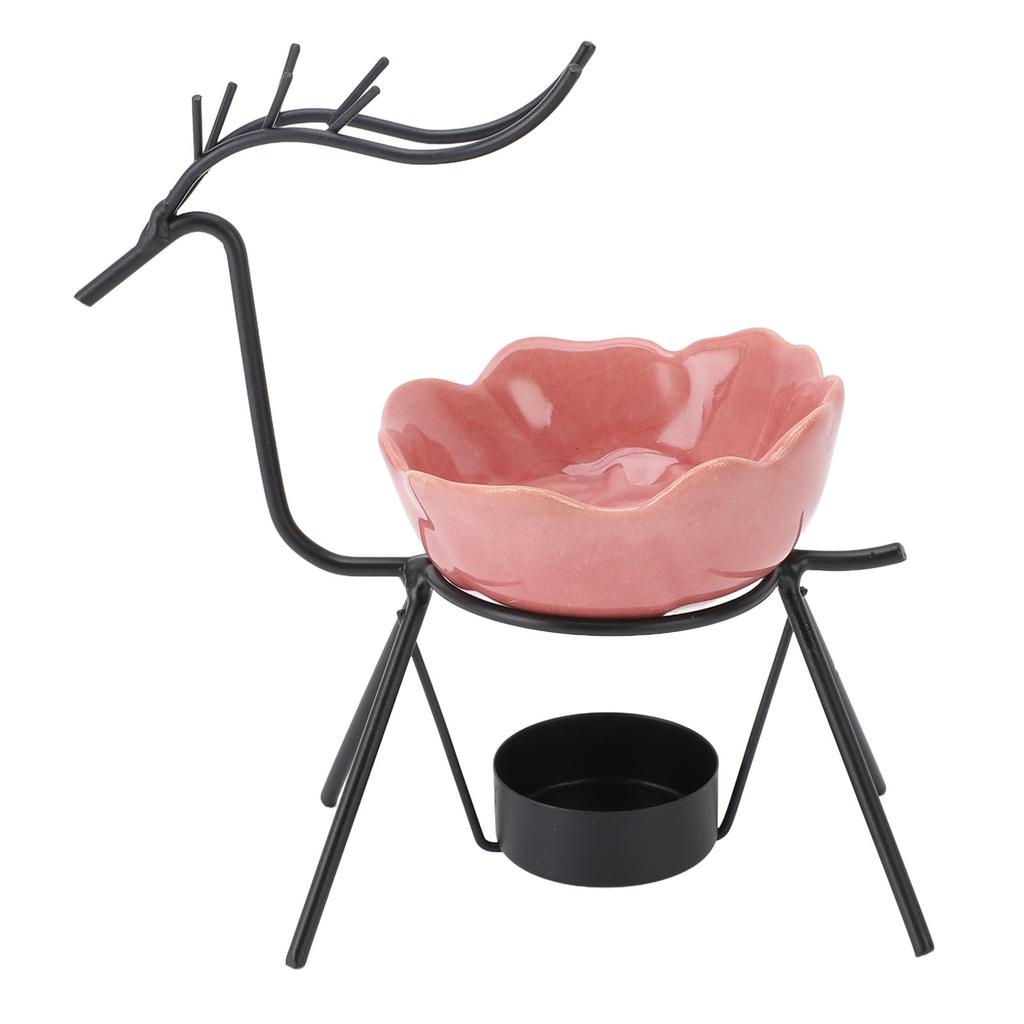 Pink Deer Iron Art Aromatherapy Burner Set Metal Essential Oil Burner Candle Holder for Home and Off