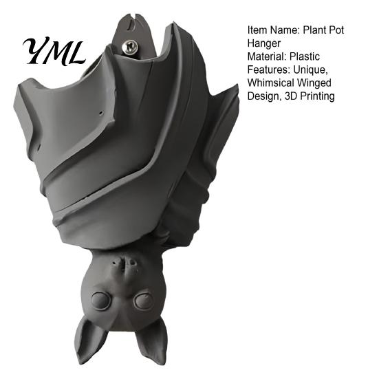 Fantasy Garden Accessories Bat Resin Plant Pot Hanger, Gothic Hanging Flower for Unique Housewarming Souvenir Decoration, 3D Printed Weatherproof