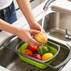 Foldable Food Strainer Folding Vegetable Draining Basket with Extendable Handles Kitchen Colander Drainer Basket for Apartment
