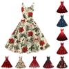 Children's Fashion Casual Christmas Print Sexy Off-the-shoulder Punk Retro Dress