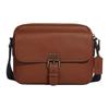 Hudson 23 External Flap Pocket Zipper Leather Shoulder Crossbody Bag Medium Men Bags Gray-Bronze Saddle C5399-QBSD