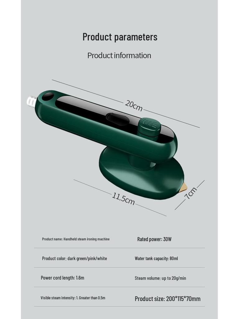 Compact Handheld Electric Garment Steamer & Iron for Dry/Wet Use in Dorms and Homes