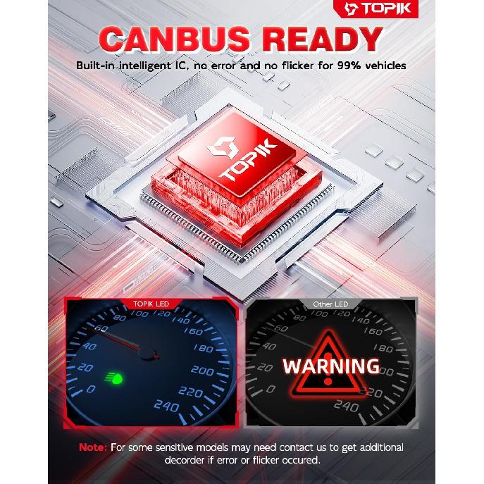 TOPIK T26 9005 H11 LED Bulb Combo HB3 H9/H8 Bulbs, 900% Brighter 72000LM 6500K Cool White, Plug N Play With 50000Hrs Lifespan, 99% Compatibility,