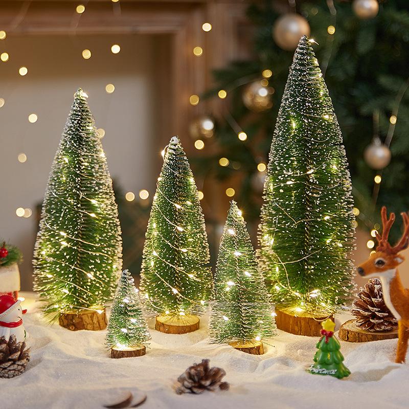 2025 Mini Christmas Tree Decoration Ornament Home Desktop Lights String Glowing Christmas Tree Xmas Holiday New Year Craft Decor