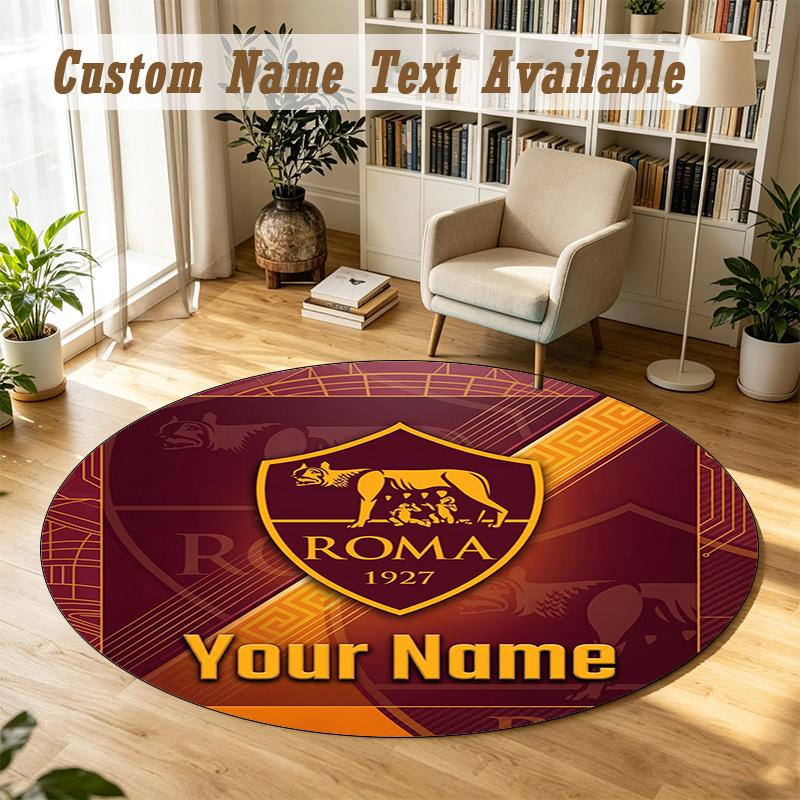Round Rug Custom NameAS Roma Pattern Non Slip Carpet Home Floor Decor