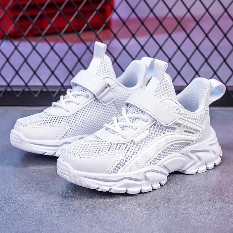 Boys Shoes 2025 Spring and Autumn New Middle and Large Children's Boys Net Shoes Little White Shoes Student Breathable Mesh Sneakers