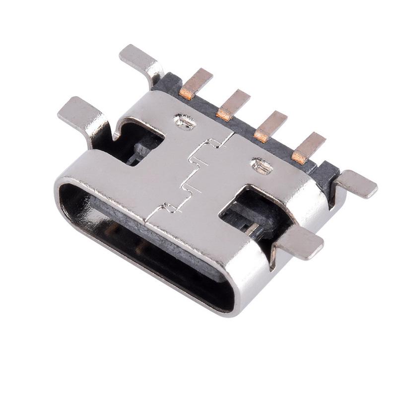 USB Type-C Female Socket SMD Plug: 2P, 4P, 6P, 16P, 24P Horizontal/Vertical Connector Charging Interface