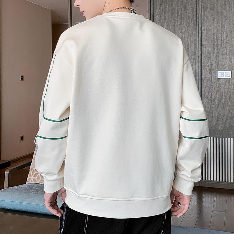 Męska bluza Wiosna i Jesień Nowa Modna Luźna Casualowa Długi Rękaw Okrągły Dekolt Koreański Top