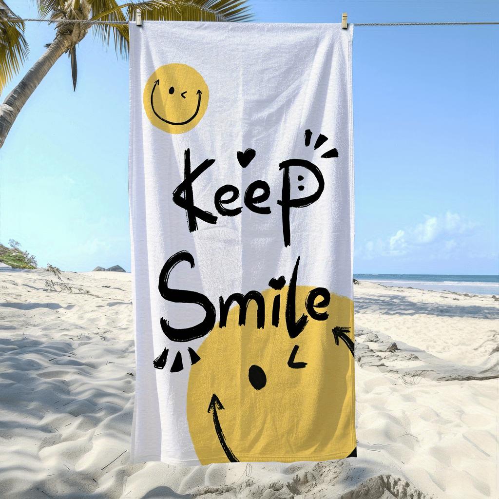 

Keep Smile Printed Polyester Microfiber Beach Towel, High Absorbency Quick-Dry Sand-Resistant for Pool W30*H60(CM)